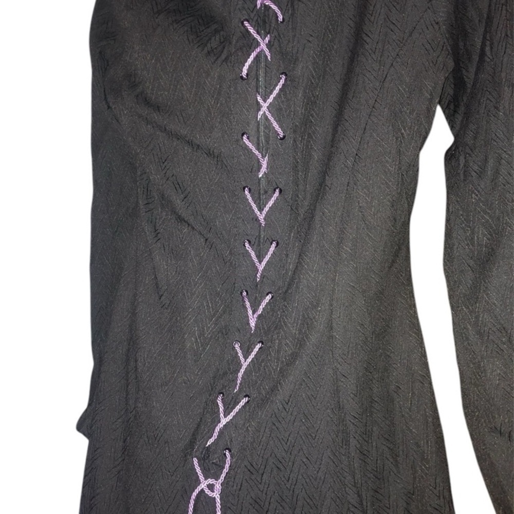 Black Ruched Long Sleeve Cocktail Gown - Picture 3 of 5